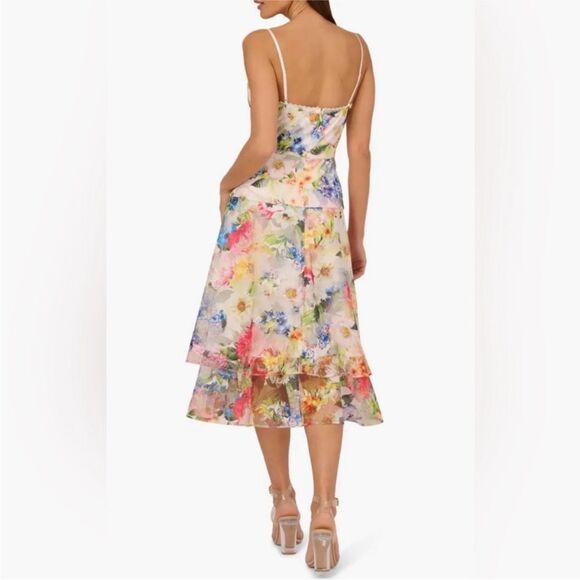 Adrianna Papell ADAE211291 Printed Embroidered Fit & Flare Floral $243 - Picture 3 of 8